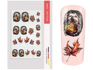 NailArt Tattoo Hedgehogs Autumn I