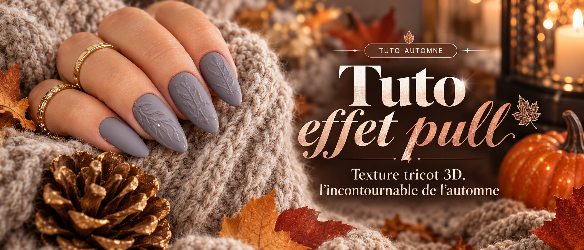 Autumn nail art tutorial: 3D sweater-effect manicure with raised knitted patterns